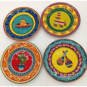 Pier 1 Set of 4 Fiesta Floral Ironstone 6" Appetizer Plates